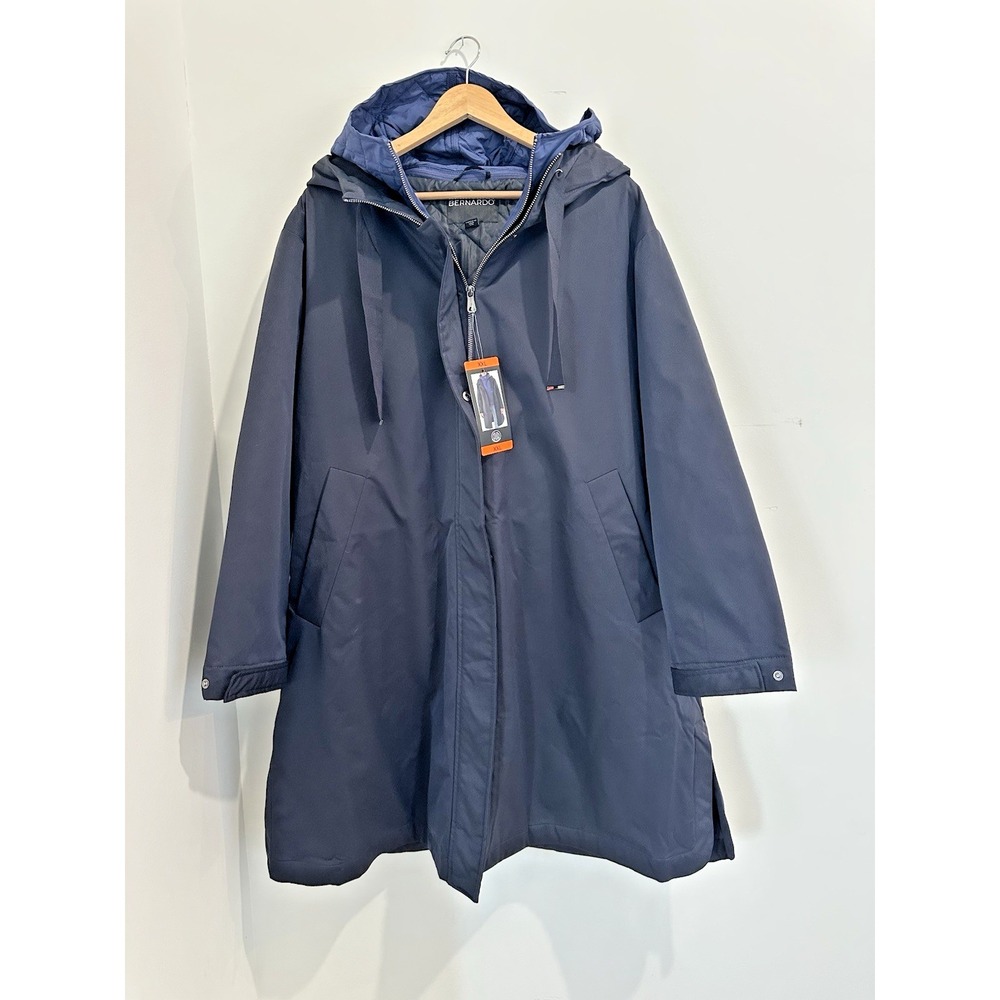 Bernardo Womens Navy XXL Long Jacket with Blue Bib